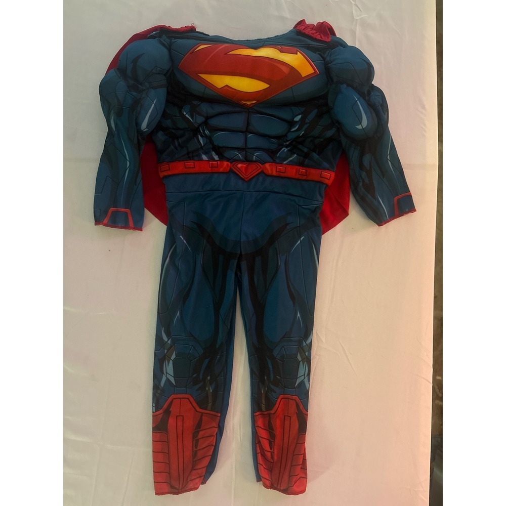 Superman DC Comics Muscle Chest Costume Jumpsuit with Cape Toddler Boys 3T-4T